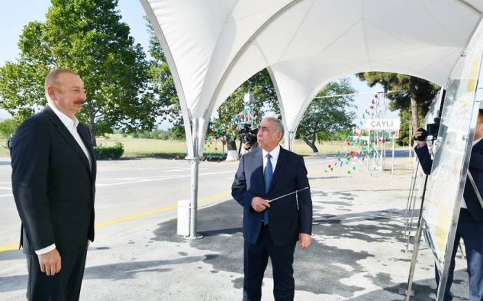 Президент Ильхам Алиев принял участие в открытии автомобильной дороги Гарапапаг-Чайлы -ФОТО
