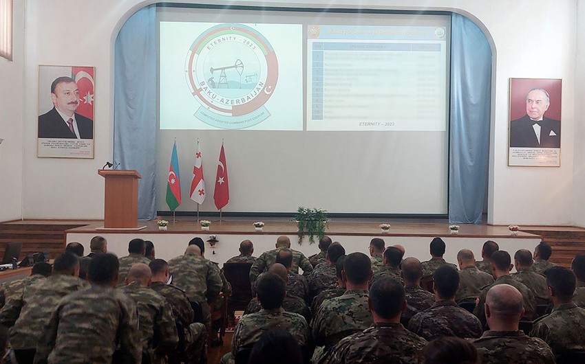 Проводятся командно-штабные учения "Eternity-2023" с участием военнослужащих Азербайджана, Турции и Грузии