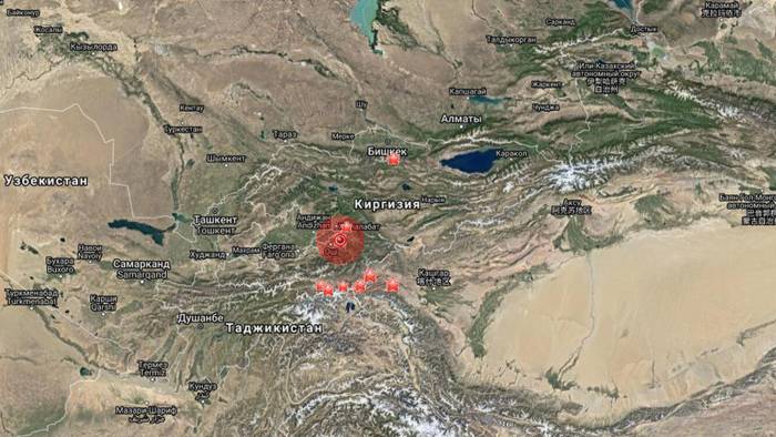 В Китае близ границы с Кыргызстаном утром зарегистрированы 2 землетрясения

