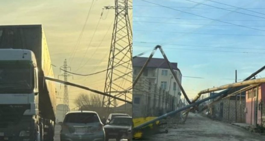 В Баку грузовик повредил линии электропередач, газа и интернета