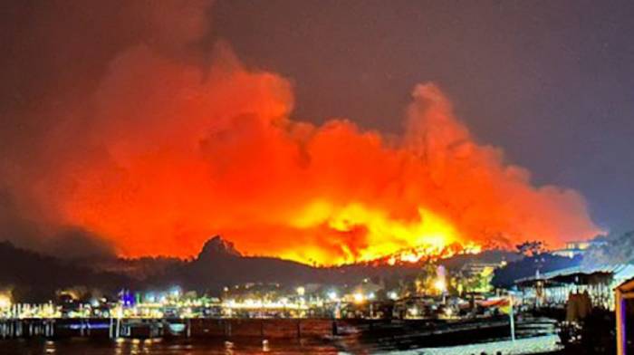 В турецкой Анталье тушат лесной пожар в районе, где находятся отели
