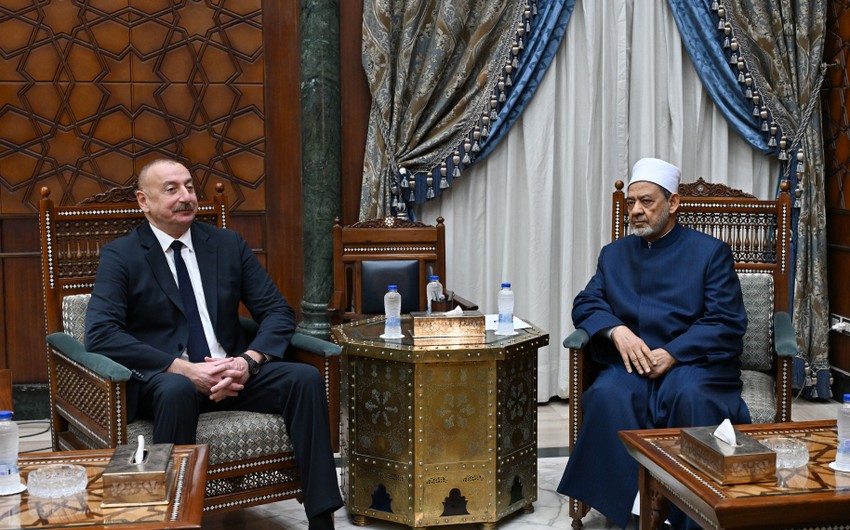 Президент Ильхам Алиев встретился с верховным имамом Ахмедом Мухаммадом Ат-Тайебом