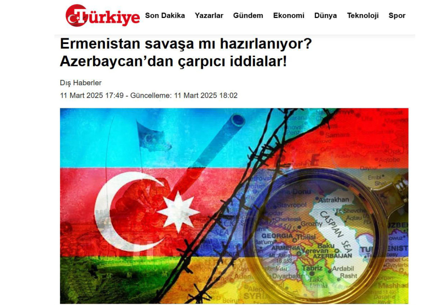 Газета Türkiye: Провокации Армении рассчитаны на рост напряженности в регионе