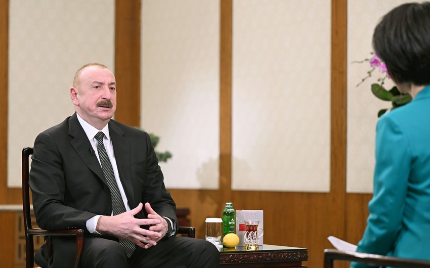 Президент Ильхам Алиев дал интервью китайскому телеканалу CGTN