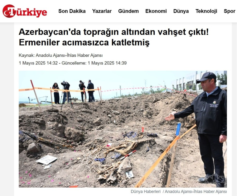 Газета Türkiye: Армяне безжалостно убивали жителей Азербайджана
