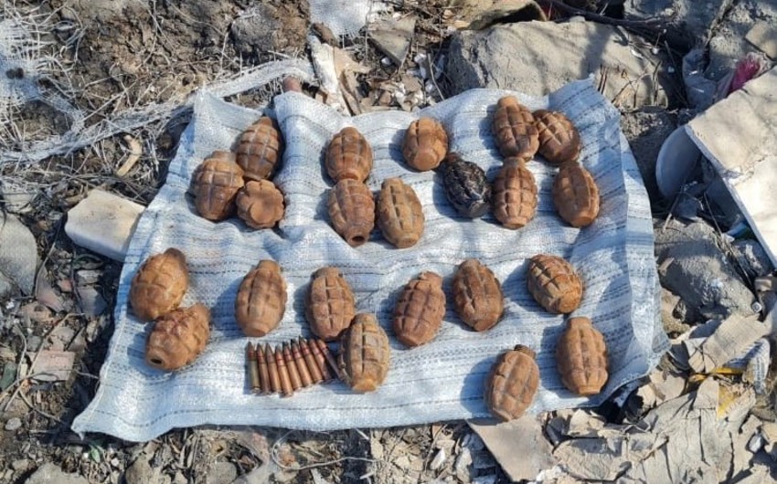 На Абшероне обнаружены гранаты, взрывчатка и большое количество боеприпасов