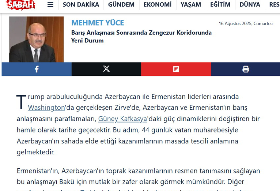 Турецкий эксперт: Зангезурский коридор позволит раскрыть потенциал Азербайджана