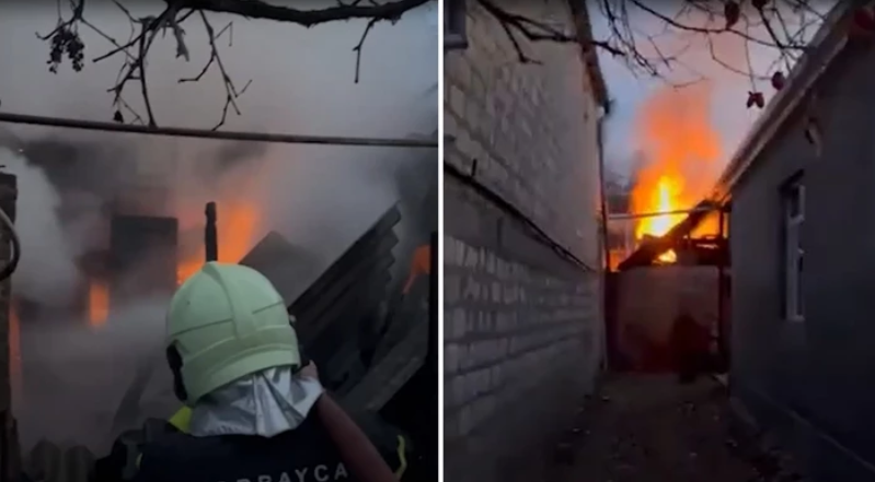 В Газахе произошел пожар в подсобном строении, примыкающем к частному жилому дому