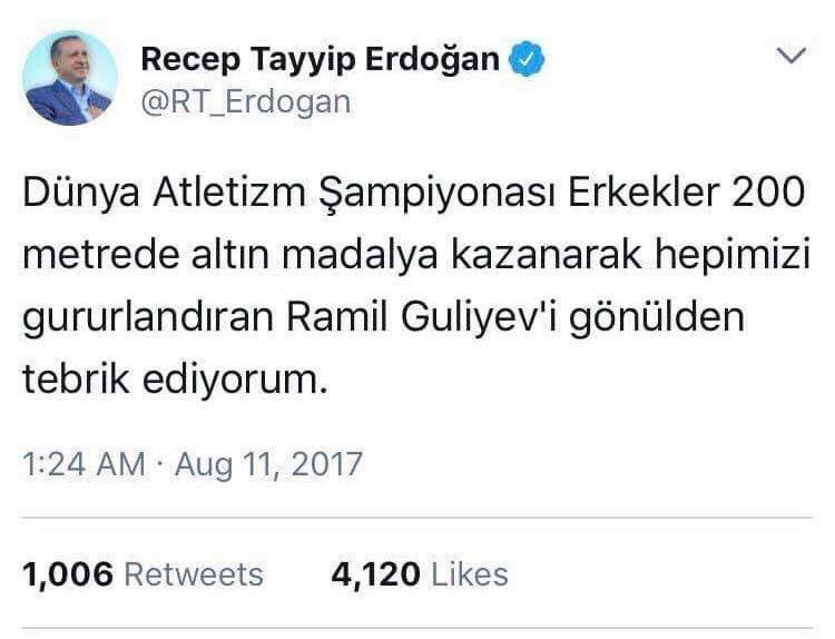 Эрдоган поздравил азербайджанца-чемпиона