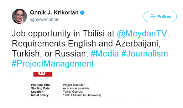 Армянский журналист ищет работников для «Мейдан ТВ» - ФОТОФАКТ