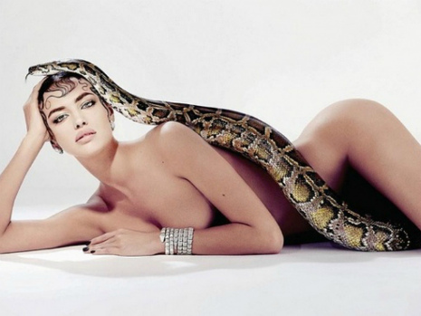 Провокационная фотосессия  Ирины Шейк со змеей