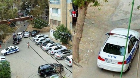 В Баку ГАИ штрафует водителей во дворе дома 