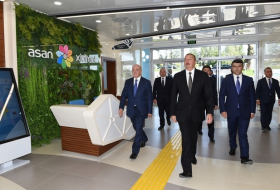 Президент Ильхам Алиев на открытии «ASAN xidmət» в Габале - ФОТО