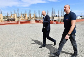 Ильхам Алиев ознакомился с ходом строительства здания средней школы в городе Джебраил -ФОТО
